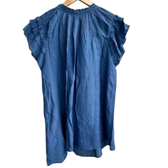 Dusty Blue Ruffle Cap Sleeve Tunic Top | Size XL - Picture 6 of 11